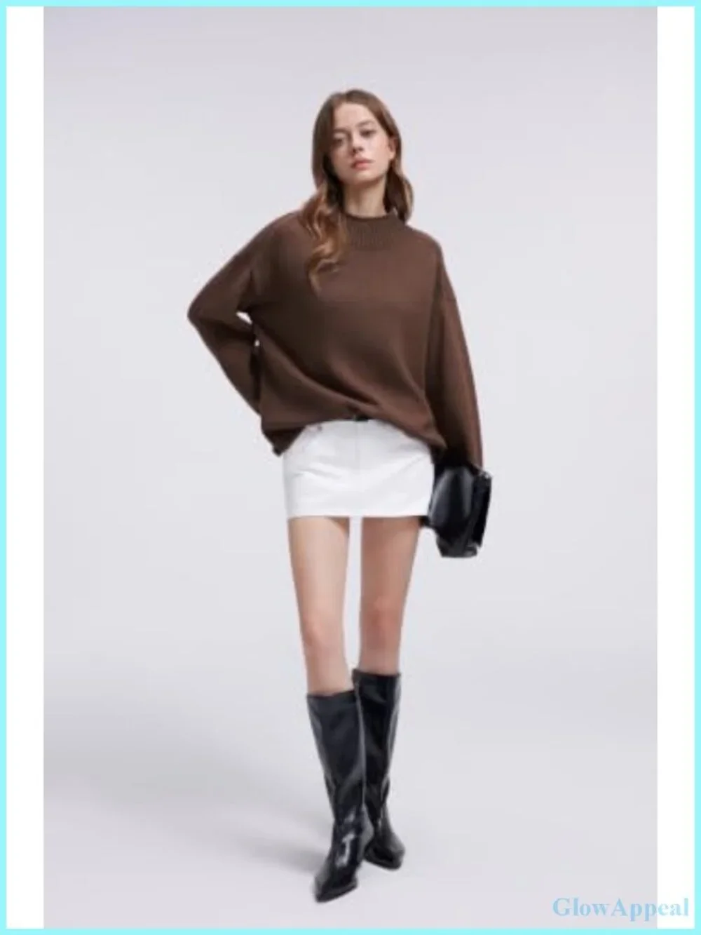 Cashmere Blend Oversized Mock Neck Pullover Sweater Women Loose Knit Top